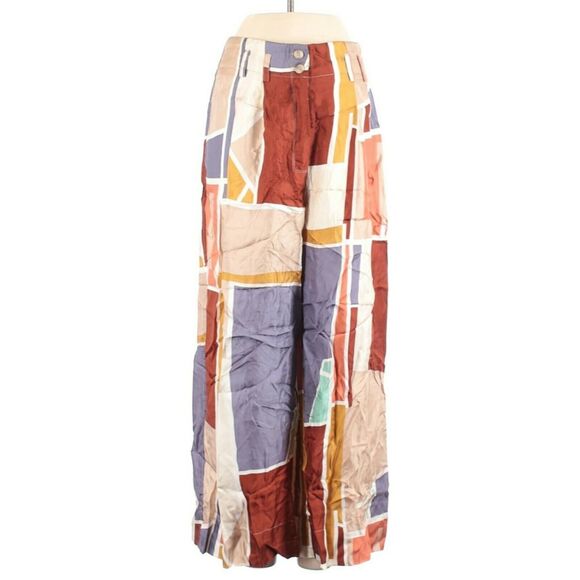 WHERE MOUNTAINS MEET Haven trouser silky geo print cropped wide leg pants Size 0 - Picture 6 of 6
